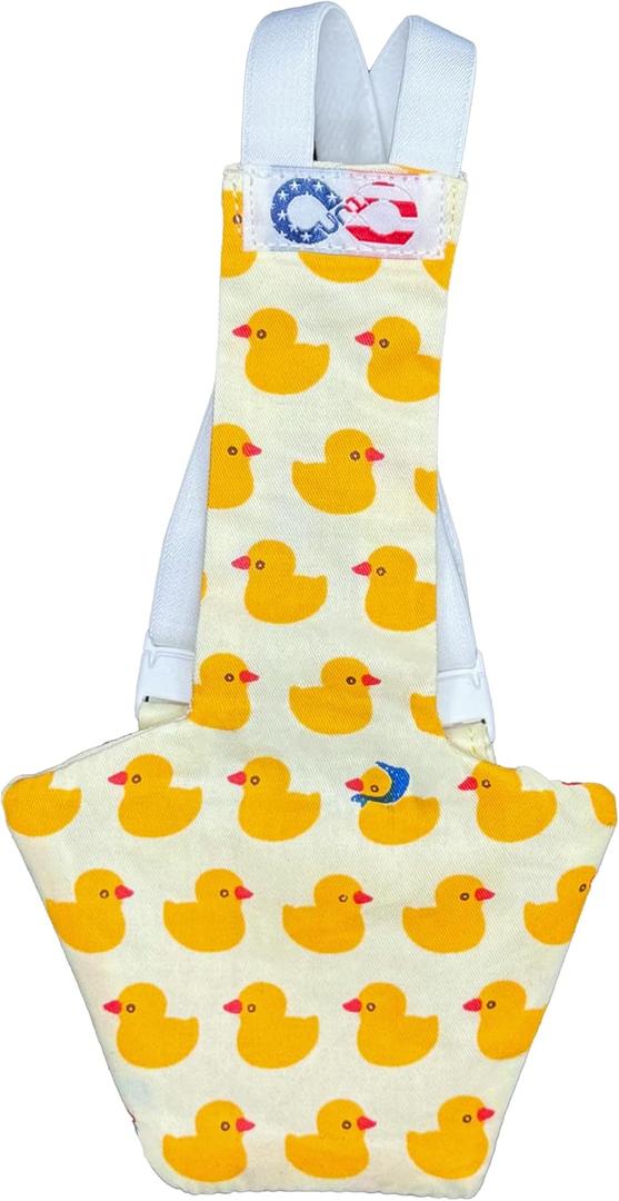 Chicken Diapers Duck Diaper Diaperalls for Hens, Roosters, Ducks, Ducklings - Reusable, Adjustable by Uni Infinity (Yellow Ducks, Chicken XL/Duck Large, 1, Count)