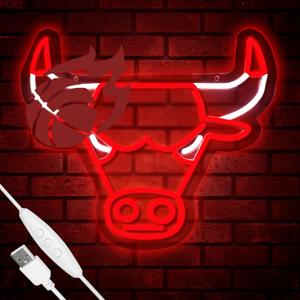 Basketball Team Neon Sign, Sport Light Up Dimmable Basketball Team Logo Hanging USB Powered Led Neon Sign for Wall Decor Art, Bedroom, Man Cave, Party, Birthday Christmas Gift for Basketball Fans (Bvll)