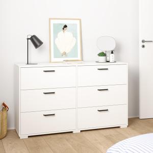 Tvilum Sofia 6-Drawer Bedroom Double Dresser in White, 54.6" W x 32.6" H x 15.7" D