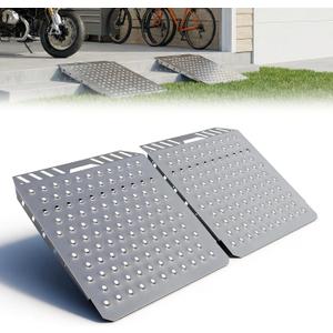 Shed Ramp 29" L x 24" W, Heavy-Duty Shed Ramp for Riding Mower,Garage, Doorway Lawn, Tractor, Wheelchairs, Golf Cart(Silver Spray Paint, 2pcs)