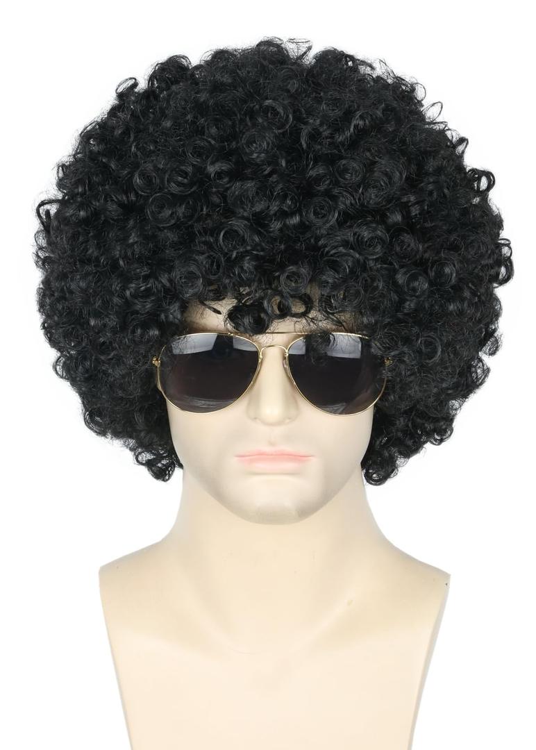 Black Afro Wig for Men or Women 70s 80s Disco Rocker Wig Costume Party Wigs