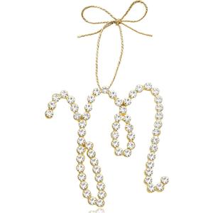 Christmas Letter Ornaments, Initial M Ornaments for Xmas Tree,Hanging Christmas Ornament for Mother Best Friends Sister Wife (Gold)