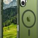 SUPFINE Magnetic for iPhone 16 Plus Case (Compatible with MagSafe) (Military Grade Drop Protection) Slim Translucent Matte Shockproof with Anti-Fingerprint Phone Case,Cangling Green