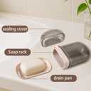Portable Travel Soap Case, PP Versatile Small Soap Dish with Lid Efficient Drainage Leak-Proof Seal Box Easy to Clean Container Supply for Travel Shower Gym Camping Outdoor Activities (Gray)