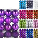 Emopeak 24Pcs Christmas Balls Ornaments for Xmas Christmas Tree - 4 Style Shatterproof Christmas Tree Decorations Hanging Ball for Holiday Wedding Party Decoration (Purple, 1.3"/3.2CM)