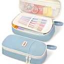 SUNEE Cute Pencil Case, Aesthetic Pen Pouch, Colored Large Pencil Bag with Zipper, Kawaii Stationery Storage and Organizer, School Supplies for Teen and Adult Girls, Blue