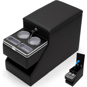 Center Console Between Seat Organizer for Minivans, SUVs, Middle Van Console Floor Console Organizer Storage Box with Phone Holder& Cup Holders for Minivans Console Organizer Storage Box with Locking
