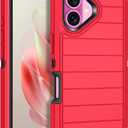 for iPhone 16 Case Heavy Duty Protective Shockproof Drop Proof 3-Layer Full Body Protection Military Grade Rugged Tough Cover Case for Apple iPhone 16 6.1", Red/Black