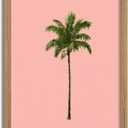 Framed Palm Tree Canvas Wall Art,Pink Background Tropical Palm Painting Picture Wall Decor,Girl Beach Poster Print Artwork,for Bedroom Living Room Girls Room Home Decoration 8x10inch