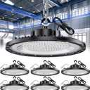 150W High Bay LED Shop Lights Super High Bright 22500ML 5000K with 3Pins US Plug & 5Ft Cable Upgrade 50000Hrs UFO LED High Bay Light Easy Install 6Pack for Workshop Garage GMY (150W 6PACK)