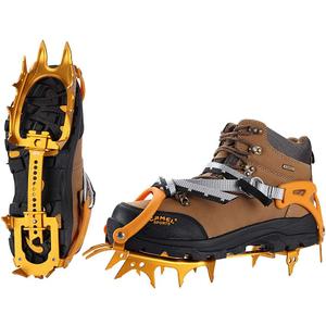 BRS-S3 Ultralight 14 Teeth Aluminium Alloy Bundled Crampons Ice Gripper Outdoor Ice Climbing Kits Crampons for Footwear (Golden) Small
