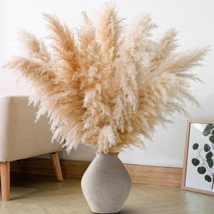 10 PCS 40" Tall Pampas Grass Stems in Natural Beige, Add a Boho Touch to Your SpacePompas Grass Ideal for Floral Arrangements, Floor Vases, Weddings, and Creating a Bohemian Ambiance at Home
