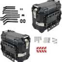 GXYWADY Universal Motorcycle Side Case,36L Motorcycle Hard Side Saddlebag Box Trunk Black Aluminum with Support Racks Security Lock