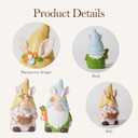 DN DECONATION Easter Decorations Gnomes Bunny Figurines Set, 2-Pcs Resin Rabbit-Eared Gnome Decor with Easter Egg Basket & Carrot, Cute Spring Decor Tabletop Decor for Mantel Shelf Home Easter Party (Pink and Green)