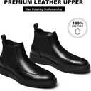 Hantatop Chelsea Boots Men Genuine Leather Casual Dress Boots Comfortable Classic Brogue Wingtip Slip On Ankle Chukka Boots for Office Casual Travel, Black US 10