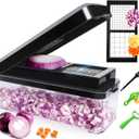 2 x Vegetable Chopper, Onion Chopper Dicer, Mandoline Slicer, Food Chopper with Container, Vegetable Cutter for Salad Potato Carrot Garlic2 Blades, Black