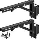10 Inch E Track Shelf Brackets - E-Track Folding Bracket Etrack Accessories for DIY Collapsible Shelves Hinge Table Workbench in Enclosed Trailer, Garage, Van and Truck - Heavy Duty Metal Black 2 Pcs