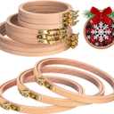 DoubleFill 9 Pcs Beech Wood Embroidery Hoops Sizes from 7 inch to 9 inches Frame Beech Wood Circle Rubber Hoops Ring Hanging Display Cross Stitch Ornament Gift Kits for Craft Sewing Gifts