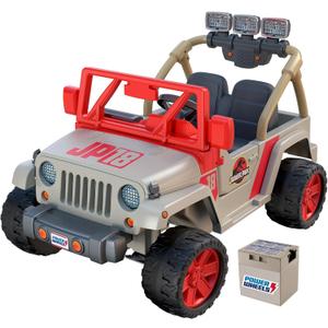 Jurassic - 12V Kids Ride On with Rechargeable Battery, LED Headlights, Press-Button Start, Durable Wheels, Forward & Reverse Drive, Contoured Seat