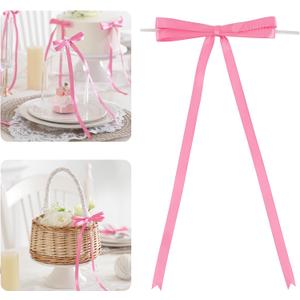 AIMUDI Hot Pink Bows 4.5  9" Satin Bow for Gift Wrapping Twist Tie Bows Premade Ribbon Bow for Bouquets Invitations Baskets Crafts Wreaths Valentine's Day Wedding Baby Shower Decorations, 36 PCs
