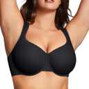 BRABIC Minimizer Bras for Women Full Coverage with Supportive Underwire Unlined Plus Size Seamless Bra for Heavy Breast (40D, Black)