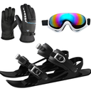GKWW Mini Ski Skates with Gloves & Goggles Winter Outdoor Skiing Mini Sled Snowboard Sled Shoes Portable Snowblades Skis Shoes Adjustable Short Snowskates Skiboards