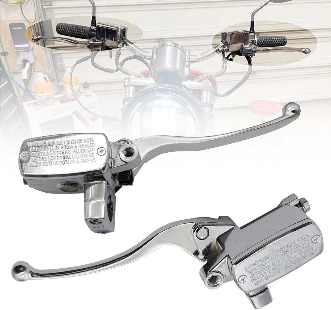 SecosAutoparts Brake Master Cylinder Clutch Lever Set Chrome Compatible with Suzuki Intruder 800 1994-2004 1400 1990-2004 1500 1998-2004 Fit for Boulevard C90 S50 S83 Fit for Honda VTX 1800 2002-2008