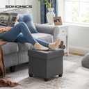 SONGMICS Storage Ottoman, Small Ottoman Foot Rest with Legs, 15 x 15 x 15.7 Inches Foot Stool, Load up to 660 lb, for Living Room, Bedroom, Dorm, Dark Gray ULSF14GYZ