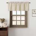 Hiasan Faux Linen Valance Curtains for Kitchen, Light Filtering Rod Pocket Farmhouse Window Valance for Living Room Bedroom Basement, Beige, 42 x 18 Inches Length, 1 Panel