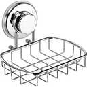 HASKO accessories - Super Powerful Vacuum Suction Cup Soap Dish - Strong Stainless Steel Sponge Holder for Bathroom & Kitchen (Chrome)
