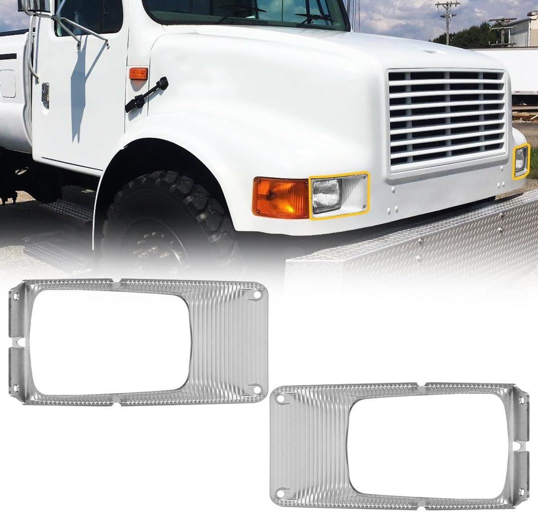 Headlight Bezel Fit For 1978-2003 International 8100, Driver & Passenger Side Pair (2 Pcs).