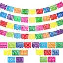 Boao 4 Packs 60 Feet Cinco De Mayo Party Decorations Mexican Banner Fiesta Plastic Papel Picado Banner Garland Dia De Los Muertos Day of The Dead Hanging Decor Mexican Fiesta Birthday Party Supplies