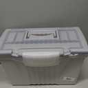 Storex Portable File Box with Organizer Lid, 17.13 x 9.63 x 11 Inches, Frosted/Silver (STX61511U01C)