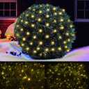 LED Christmas Net Lights Outdoor Christmas Decorations for Bushes,100LED 5ftx5ft Connectable Green Wire Net Christmas Lights for Outdoor indoor Yard Mesh Shrub Tree Decor, UL Certified (Warm White)