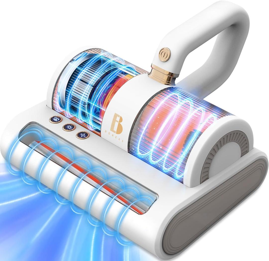 Mattress Vacuum Cleaner Bed Vacuum with 253.7nm UV-C Light, 16Kpa Suction & 48000 RPM/Min Auto Brushrolls & Ultrasonic, Dual Motors Powerful Anti-Allergen Bed Vacuum for Pet Hair, Dust, etc. VC0011