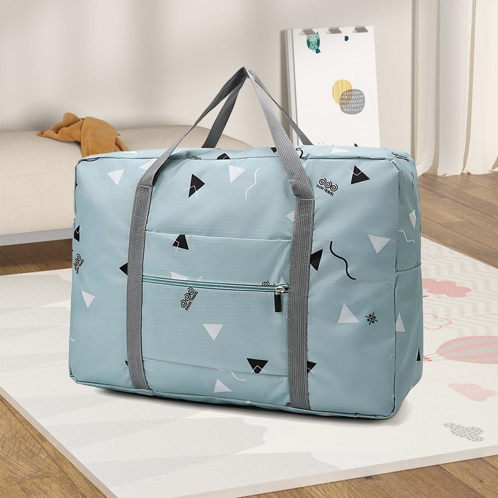 1pc Large Capacity Foldable Travel Storage Bag: Waterproof, Portable Luggage Bag for Journeys,Blue Geometry