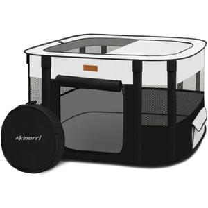 Dog Playpen - Foldable Cat Play Pens for Pubby,Kitten, Rabbit,Portable Pet Tent with Carring Bag for Indoor/Outdoor Travel Camping (Black-Small)