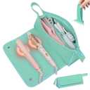 Hair Tools Travel Bag and Heat Resistant Mat, 2 in 1 Portable Organizer Hair Travel Case for Curling Iron, Hair Straightener, Flat Irons, PU Hangable Handle, Neoprene (Blue-Green)