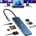 USB C Docking Station Dual HDMI 4K@60Hz, 8-in-1 USB C Hub 2 HDMI, USBC 3.0, 2xUSB-A 3.0, SD/TF, 100W PD, Laptop Docking Station Dual Monitor Compatible with HP, Dell