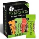 Wonderful Pistachios No Shells, 3 Flavors Mixed Variety Pack of 9 (0.75 Ounce), Roasted & Salted Nuts (4), Chili (3), Honey (2), Protein Snacks, Gluten Free, Healthy Snacks Variety Pack for Adults (EXP 06/29/27)