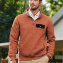 JMIERR Men's Quilted Sweatshirt Casual Long Sleeve Outdoor Stand Collar Quarter-Zip Pullover Sweatshirts