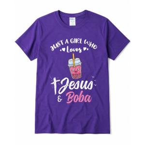 Just A Girl Who Loves Jesus And Boba T-Shirt, XL
