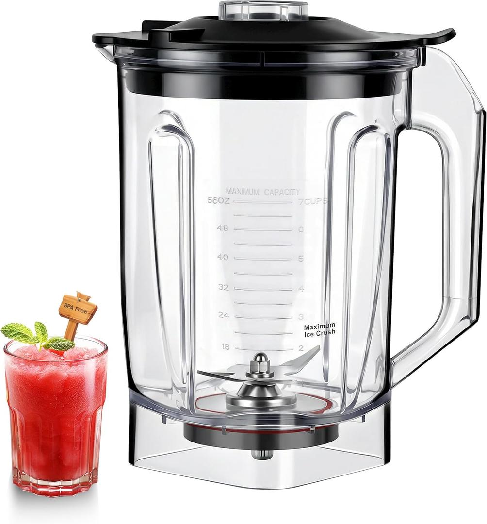 Official 56oz Replacement Blender Cup & Lid, Eastman Tritan BPA-Free, Compatible with Reslee 126/117 Series Blenders, Dishwasher Safe