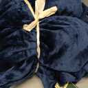 PAVILIA Fleece Throw Blanket for Couch with Pom Pom Fringe, Navy Blue, Soft Cozy Fuzzy Flannel Blanket for Sofa Bed, Large Lightweight Plush All Season Throw, 60x80 Inches