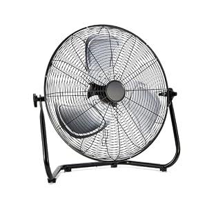 Amazon Basics 18" High Velocity Industrial Floor Fan with 3 Speeds, Powerful Airflow, Air Circulator, Tilt Head, ETL-Listed Safety Compliance, Metal Housing/ Blades, for Commercial Space 100W, Black