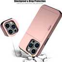 Nvollnoe Compatible with iPhone 15 Pro Case with Card Holder Heavy Duty Protective Dual Layer Shockproof Hidden Card Slot Slim Wallet Phone Cover for Women&Men 6.1 inch(Rose Gold)