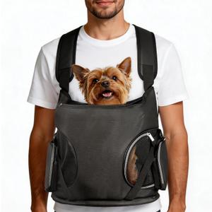 YUDODO Dog Front Backpack Carrier 5-15 lbs, Soft Breathable Pet Front Facing Carrier with Adjustable Straps, Multi-Pocket Design, for Small Dogs & Cats (Black)