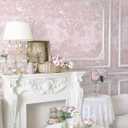 Dimoon 17.3" X 98.4" Peel and Stick Wallpaper Pink White Modern Forest Floral Wallpaper Renter Friendly Waterproof Removable Self Adhesive Wall Paper Bedroom Livingroom Cabinets Vinyl