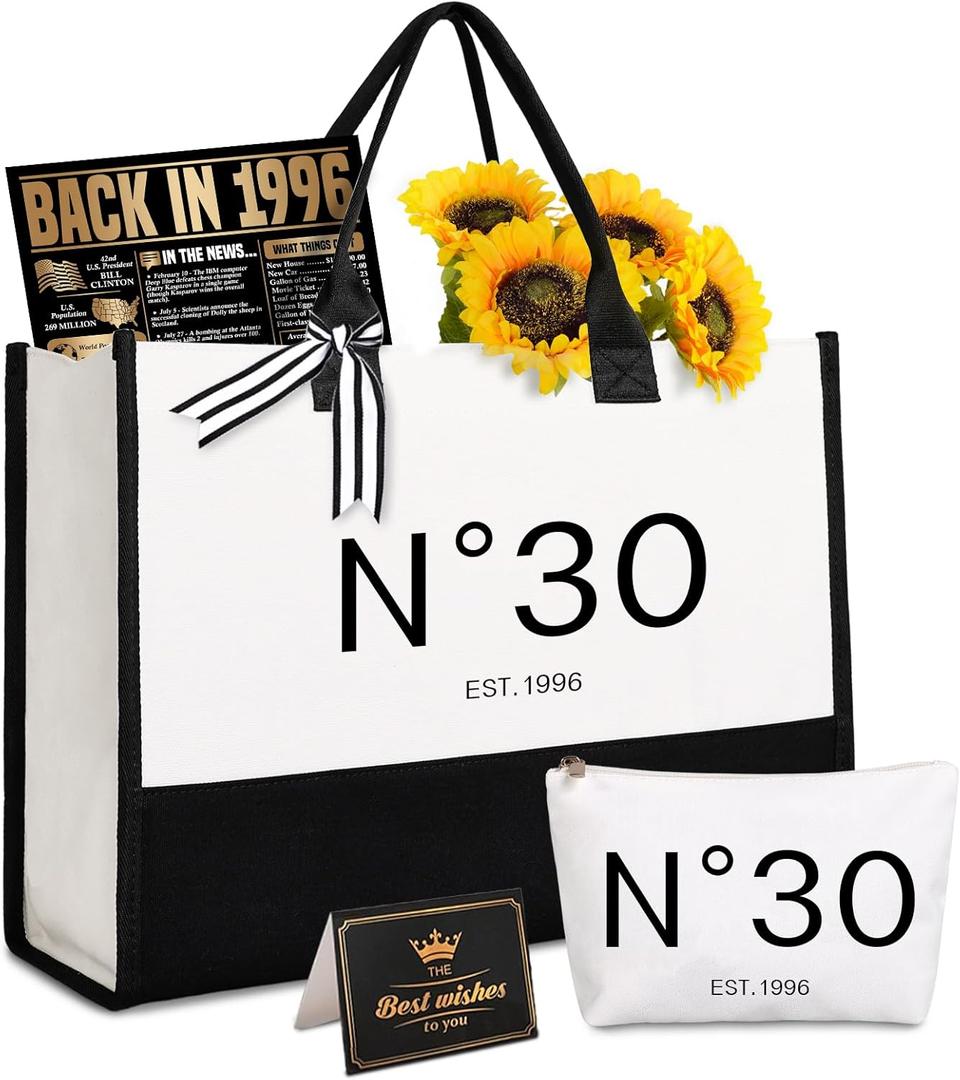 Lamyba 30th Birthday Gifts for Her, 30s Birthday Decorations for Women/Wife/Mom/Friends/Sister, Back in 1996 Poster, no 30 Tote Bag