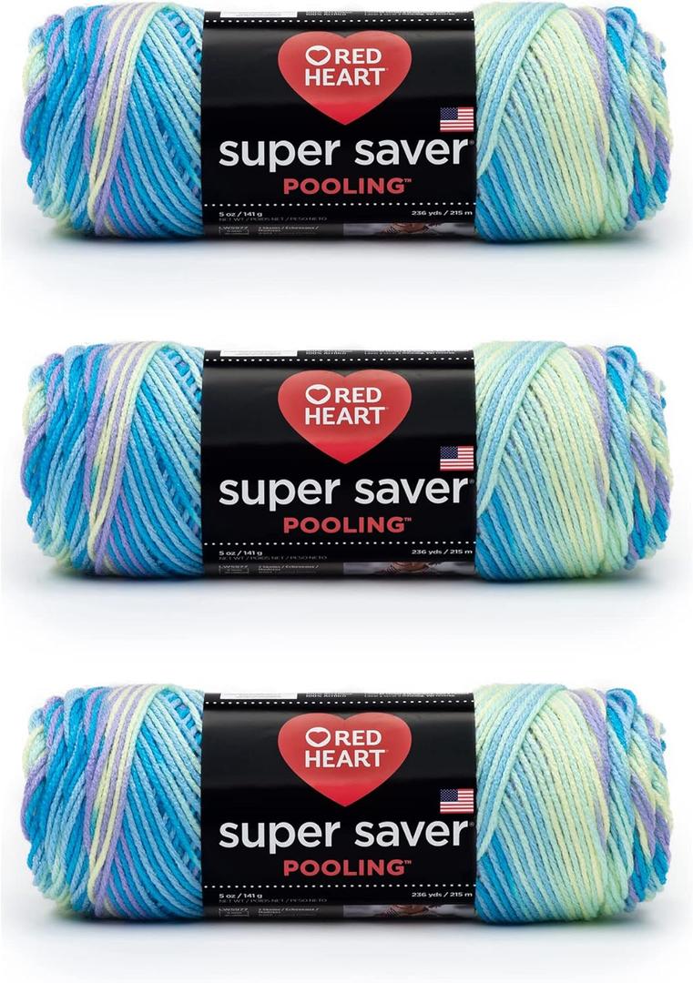 Red Heart Super Saver Yarn, 3 Pack, Stillwater 3 Count